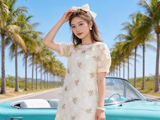 女装拍摄+AI海岛公路真人模特短视频